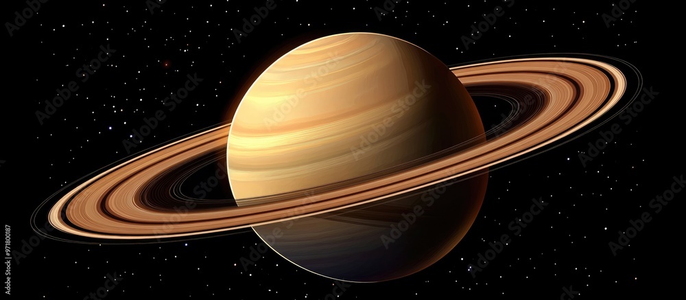 Illustration of Saturn the solar system s second largest planet noted ...