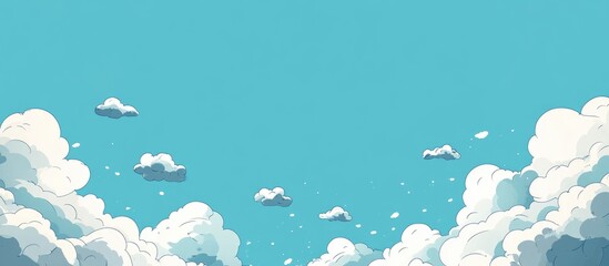 Poster - Blue backdrop featuring a cloud like border