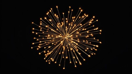 Wall Mural - Golden firework isolated on a black background Vibrant decoration for festive occasions including holidays and celebrations Flat design illustration