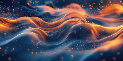 Poster - Abstract flowing wave particles backdrop created through 3D rendering techniques 3D visual representation