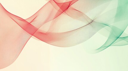 Poster - Curved lines create a digital background in vibrant red and soft pale green tones Illustration