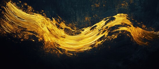 Abstract golden neon creative backdrop with paint stroke texture on dark surface Suitable for web and game design featuring grunge mud art and macro details of hand painted canvas Surrealistic eff