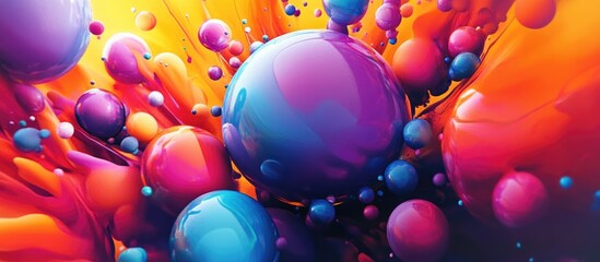 Wall Mural - Vibrant abstract 2d illustration featuring a creative spherical design