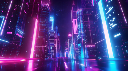 Wall Mural - Neon City Night