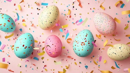 Happy easter decoration background colorful eggs.