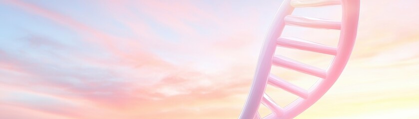 Wall Mural - a dna strand is shown in a pink and purple sky