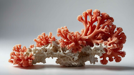 Wall Mural - Coral piece on plain white background