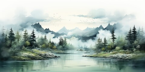 Poster - Tranquil lake in mountain valley