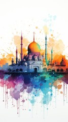 Wall Mural - Mosque in watercolor art