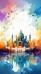 Wall Mural - Watercolor palace reflection