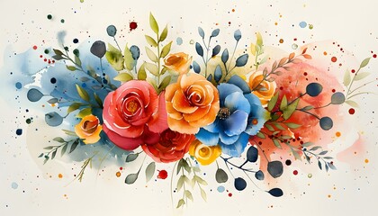 Watercolor flower bouquet.
