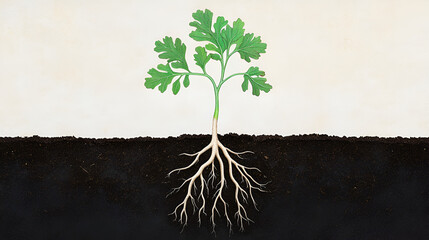 Canvas Print - Plant Roots Growing in Soil - Environmental Sustainability Concept