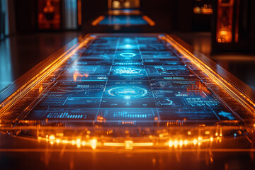 Poster - a tabletop where each section of the surface lifts to reveal a different type of data or fact undern