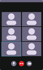 Poster - Video conference app interface on smartphone screen with mute and camera buttons