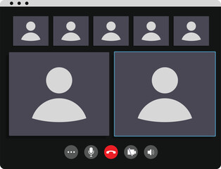 Poster - Video conference call interface showing multiple people having a business meeting or online learning session