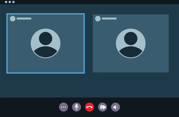 Poster - Computer screen showing a video conference taking place with two participants and a blue border