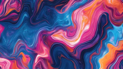 Poster - Psychedelic camouflage wavy liquid tie dye marble pattern designed for children Retro style groovy background featuring a vibrant colorful marbled texture