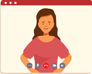 Poster - Young woman is visible on a computer screen, participating in a video conference call