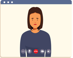Poster - Businesswoman speaking on video call, using computer, working from home, online meeting with colleagues