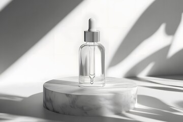 Wall Mural - Glass Dropper Bottle on Marble Platform