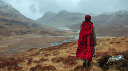 Canvas Print - Woman Scottish Highland