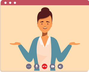 Poster - Businesswoman making a video call and gesturing with her hands while participating in an online meeting