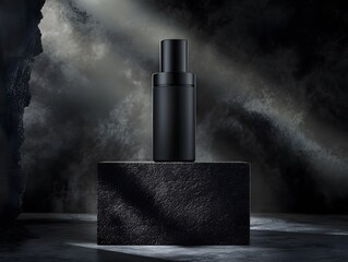 Wall Mural - Black Bottle on a Stone Platform