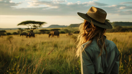 Canvas Print - Woman Serengeti Safari