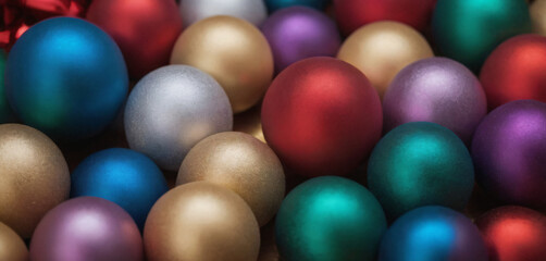 Wall Mural - Background of beautiful Christmas balls. New Year or Christmas background.