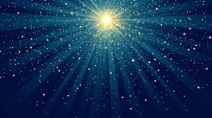 Poster - Dark blue starburst textured surface with explosive energy, dynamic rays, and abstract light effect, perfect for futuristic designs, digital innovation, and high-energy themes in modern visuals