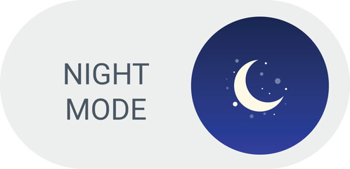 Poster - Night mode user interface button activating with a crescent moon and stars appearing on a blue background