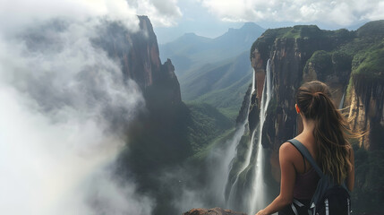 Wall Mural - Woman Venezuelan Angel Falls