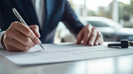 Businessman signing a contract with a pen