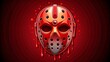 © DigitalArt Max - A rusty red hockey mask drenched in dripping blood, veins visible beneath the surface, edges worn rough and