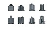 © sungedi - Eight Black and White Building Icons on White Background