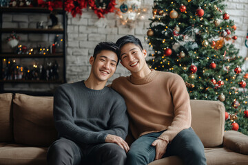 LGBTQ couples celebrate Christmas together on Christmas Eve : AI Image Generator