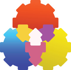 Poster - Interlocking colorful gears are symbolizing teamwork and collaboration in this illustration