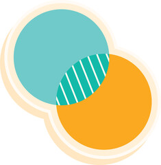 Poster - two colorful circles are partially overlapping, creating a venn diagram effect