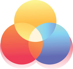Aufkleber - Three overlapping transparent circles are creating a colorful gradient background