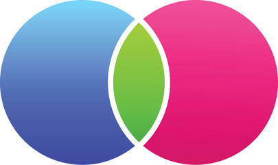 Poster - abstract design with two large circles overlapping, creating a smaller third shape in the center