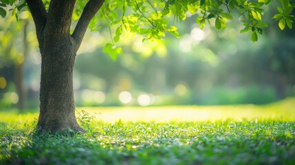 Poster - Green Tree in a Sunny Meadow