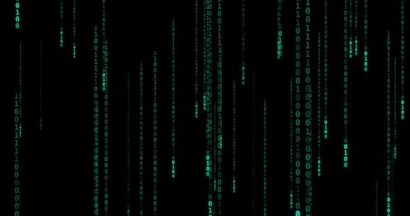 Leinwandbilder - Digital, coding and hologram for data transfer on dark background with binary code, programming and AI testing. Metaverse, pattern and connection of it, network system and software update of security