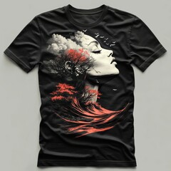 Canvas Print - Abstract Nature Woman Face T Shirt Design