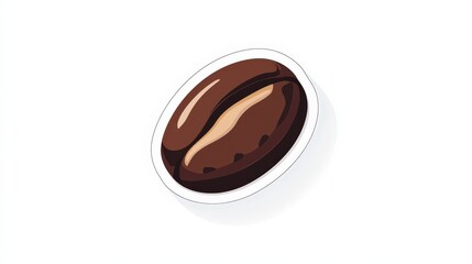 Wall Mural - Coffee Bean Sticker Icon for Cafe Designs | Flat Graphic PNG with Transparent Background