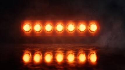 Wall Mural - a glowing frame with bright orange bulbs in a retro marquee style.