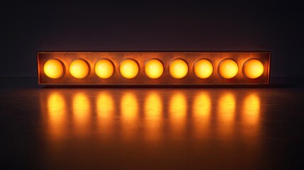 Wall Mural - a glowing frame with bright orange bulbs in a retro marquee style.