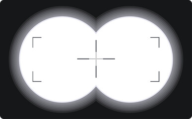 Poster - Binocular view with target crosshair at the center, showing two lenses on black background
