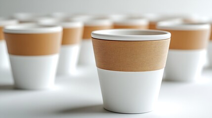 Aufkleber - empty coffee cups on the white background : Generative AI
