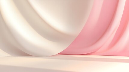 Wall Mural - a 3d abstract image of a white and pink wavy background with a light source.