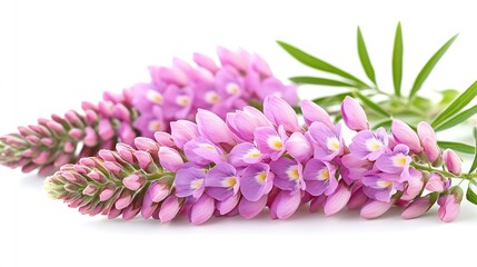 Pink lupine flower isolated on white background Bunch of colorful lupines spring flower : Generative AI